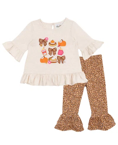 Rare Editions Baby Girls 2-piece Fall Treat Top And Cheetah Leggings Set In Multi