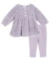 Rare Editions Baby Girls 2-piece Heart Pattern Fleece Top And Leggings Set In Purple