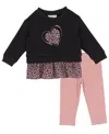 Rare Editions Baby Girls 2-piece Heart Printed Sweatshirt And Leggings Set In Multi