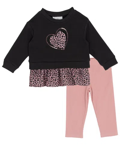 Rare Editions Baby Girls 2-piece Heart Printed Sweatshirt And Leggings Set In Multi