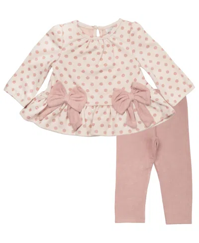 Rare Editions Baby Girls 2-piece Polka Dot Sweater And Matching Leggings Set In Neutral