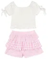 Rare Editions Baby Girls 2-piece Puff Sleeves And Seersucker Short Set In White