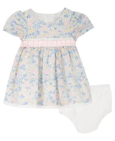 Rare Editions Baby Girls' 3d Flower Applique Round Neck Dress And Panty, 2-piece Set In Multi