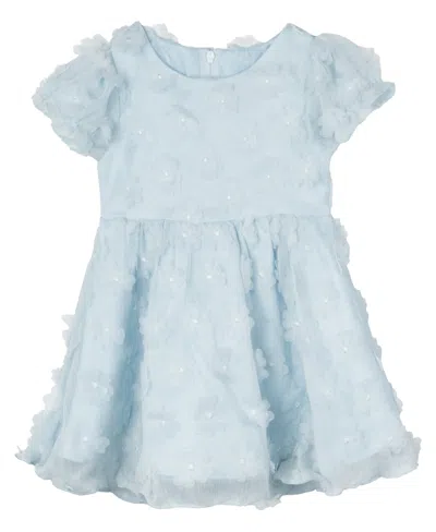 Rare Editions Baby Girls 3d Flower Chiffon Social Dress In Blue