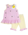 RARE EDITIONS BABY GIRLS BUMBLE BEE SEERSUCKER OUTFIT WITH DIAPER COVER, 2 PIECE SET