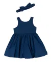 Rare Editions Baby Girls Cotton Bubble Skirt Dress In Navy
