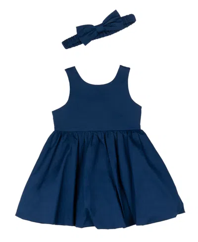 Rare Editions Baby Girls Cotton Bubble Skirt Dress In Navy