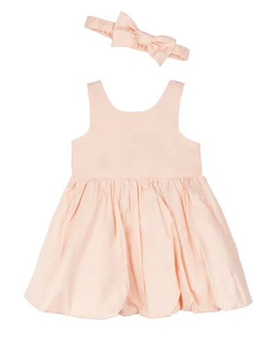 Rare Editions Baby Girls Cotton Bubble Skirt Dress In Peach