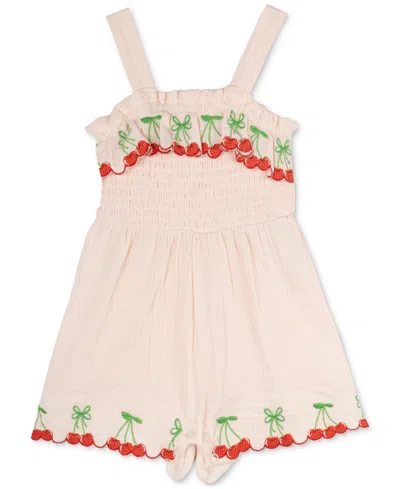 Rare Editions Baby Girls Cotton Cherry Embroidered Romper