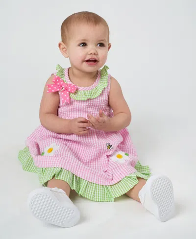 Rare Editions Baby Girls Daisy Seersucker Dress In Pink