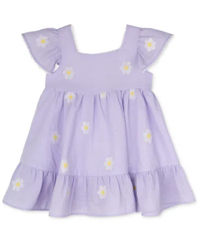 Rare Editions Baby Girls Embroidered Daisies Dress In Blue
