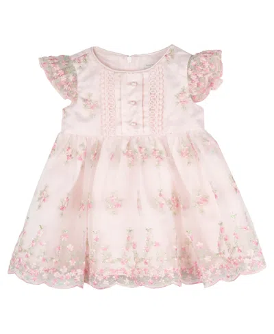 Rare Editions Baby Girls Embroidered Organza Social Dress In Pink