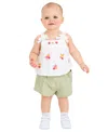 Rare Editions Baby Girls Embroidered Top & Shorts, 2 Piece Set In White