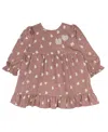 Rare Editions Baby Girls Imitation Pearl Patches With Double Knit Heart Dress In Blush