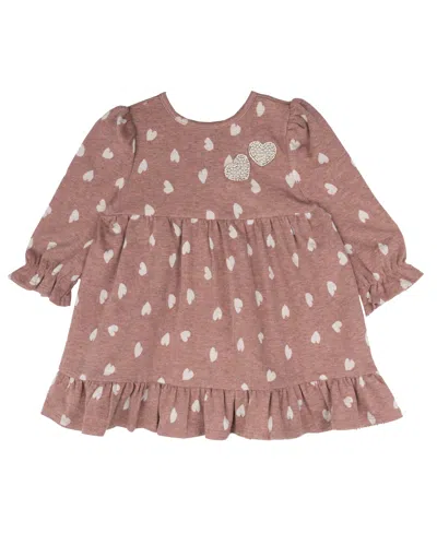 Rare Editions Baby Girls Imitation Pearl Patches With Double Knit Heart Dress In Blush