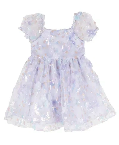Rare Editions Baby Girls Ombre Sequin And 3d Flower Social Dress In Lavender