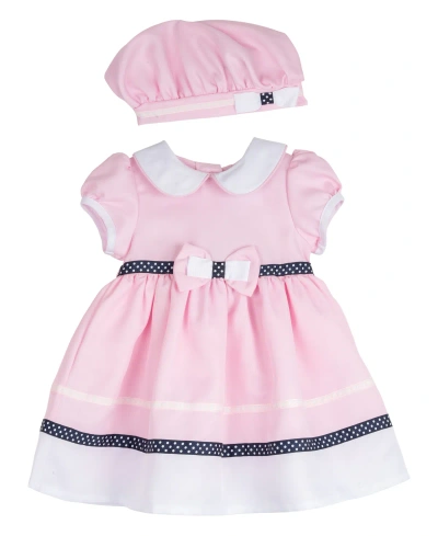 Rare Editions Baby Girls Sailor Dress With Matching Hat And Diaper Cover, 2 Piece Set In Pink
