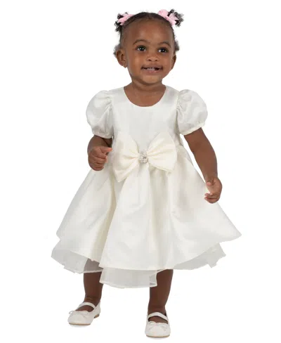 Rare Editions Baby Girls' Satin Dress And Bloomer, 2-piece Set In White