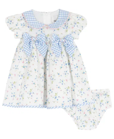 Rare Editions Baby Girls' Scallop Flower Embroidered Short-sleeve Dress And Panty, 2-piece Set In Multi