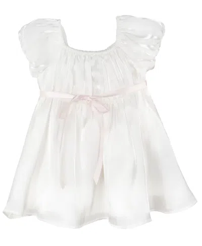 Rare Editions Baby Girls Shimmer Organza Dress In White