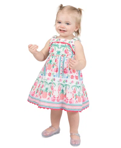 Rare Editions Baby Girls' Sleeveless Floral-print Dress With Diaper Cover In Multi