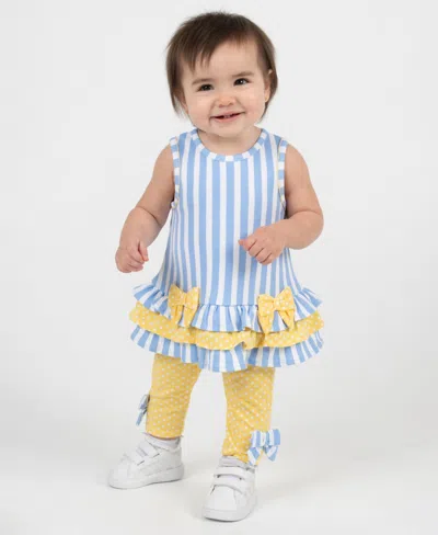 Rare Editions Baby Girls' Striped Ruffle Top And Leggings, 2-piece Set In Multi