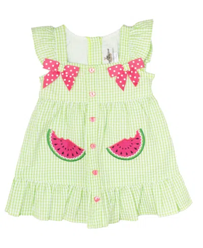 Rare Editions Baby Girls Watermelon Seersucker Dress In Lime