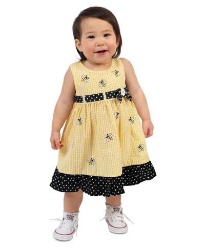 Rare Editions Baby Girls' Yellow Bee Schiffli Sleeveless Dress And Panty, 2-piece Set In Multi