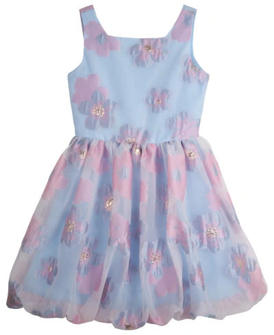 Rare Editions Kids' Big Girl Sleeveless Burnout Organza Social Dress In Blue