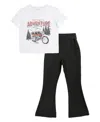 Rare Editions Big Girls 2-piece T-shirt And Ribbed Flare Pants Set In Multi