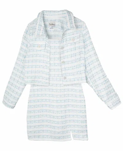Rare Editions Kids' Big Girls 2-piece Tweed Dress With Jacket In Blue