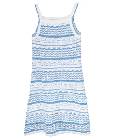 Rare Editions Kids' Big Girls A-line Crochet Dress In Blue