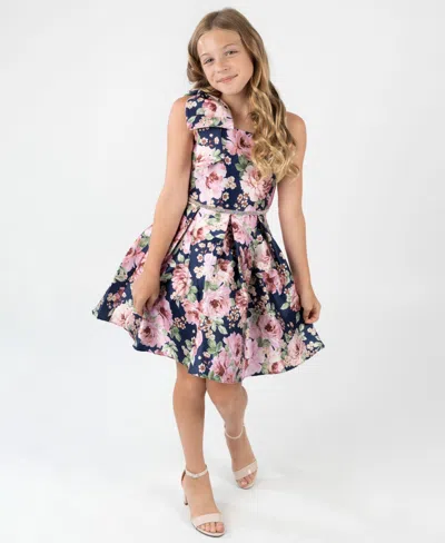 Rare Editions Kids' Big Girls Asymmetrical Mikado Social Dress In Multi