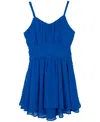 Rare Editions Big Girls Clip-dot Romper In Royal
