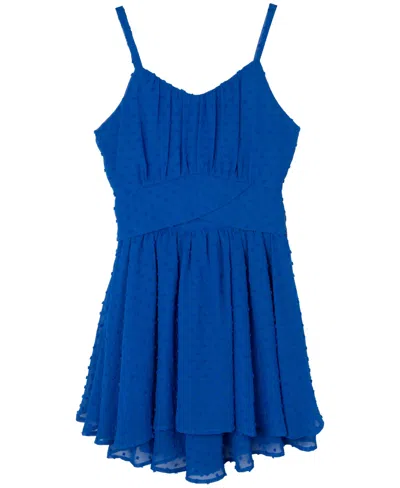 Rare Editions Kids' Big Girls Clip-dot Romper In Royal