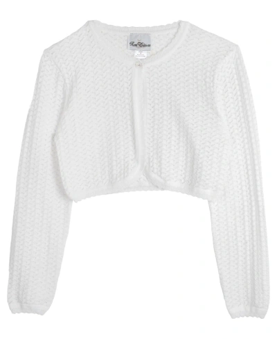 Rare Editions Kids' Big Girls Crochet Cardigan Sweater In White