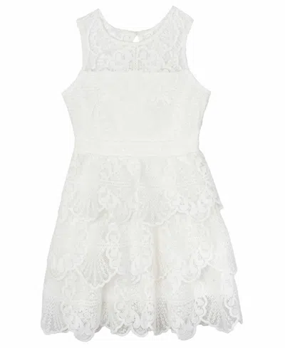 Rare Editions Kids' Big Girls Crochet Lace Social Dress In White