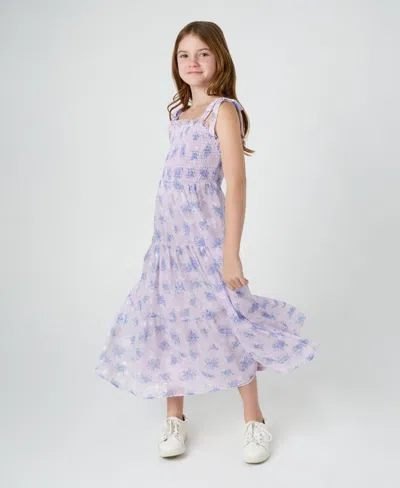 Rare Editions Kids' Big Girls Floral Burnout Maxi Dress In Lavender