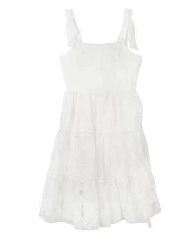 Rare Editions Kids' Big Girls Floral Burnout Organza Dress In White