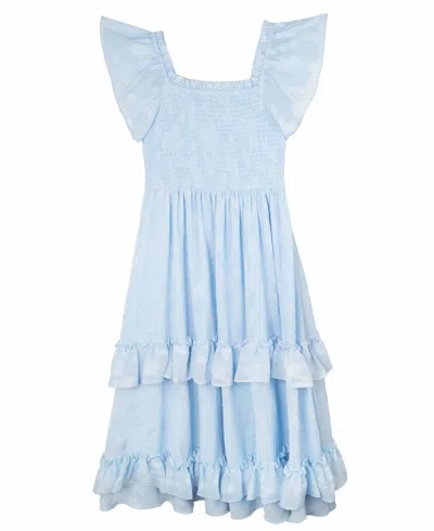 Rare Editions Kids' Big Girls Floral Chiffon Dress In Blue