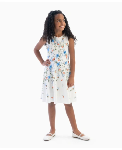 Rare Editions Kids' Big Girls Floral Scuba Dress In Ivory