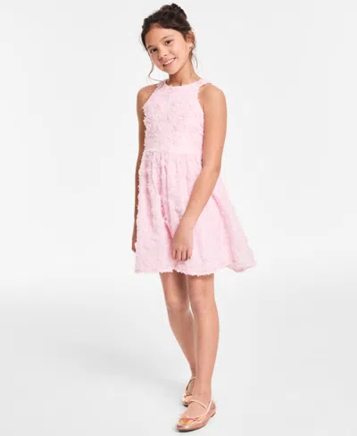 Rare Editions Kids' Big Girls Halter Micro Soutache Social Dress In Fuchsia