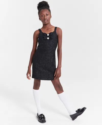 Rare Editions Kids' Big Girls Lurex Boucle Bow Jumper In Black