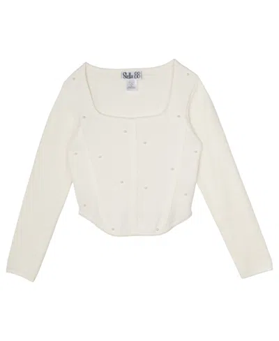 Rare Editions Kids' Big Girls Pearl Embellished Faux Corset Sweater In Ivory