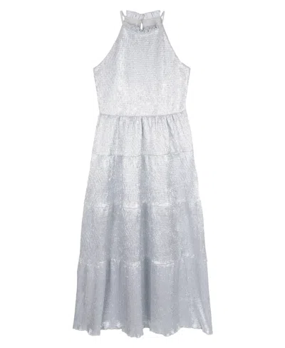 Rare Editions Kids' Big Girls Pleated Foil Halter Party Dress In Silver |  ModeSens