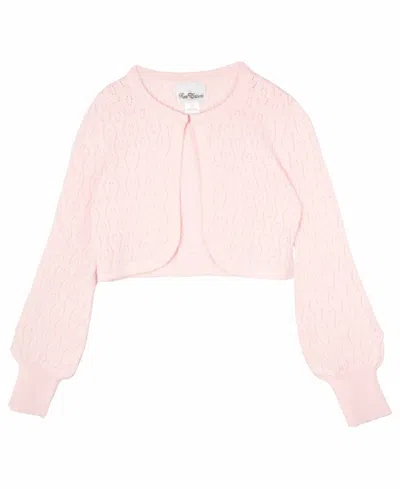 Rare Editions Kids' Big Girls Pointelle Crochet Cardigan In Pink