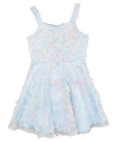 Rare Editions Kids' Big Girls Soutache And Sequin Social Dress In Blue