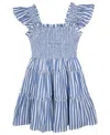 Shop Rare Editions Big Girls Striped Dress In Blue