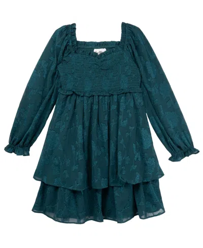 Rare Editions Kids' Big Girls Tiered Baby Doll Dress In Hunter