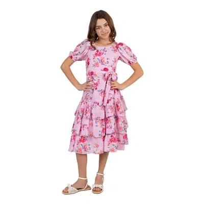 Rare Editions Big Kid Girls Short Sleeve A-line Dress In Pink